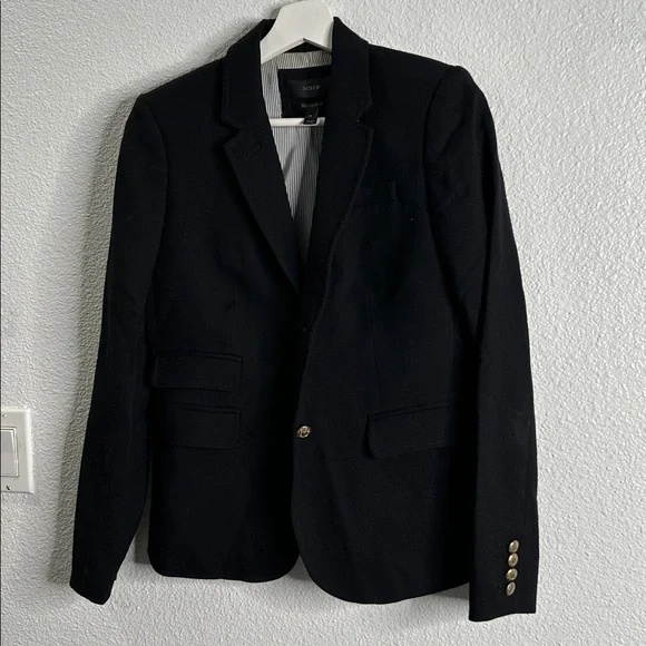 J. Crew Black school boy wool Blazer Gold Buttons size 4 preppy, office, career